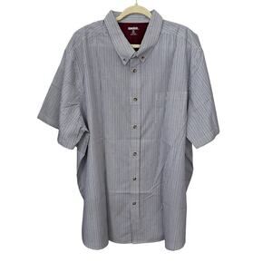 King Size Brand Mens Shirt Button Down Short Sleeve Size‎ 3XL Big Striped Pocket